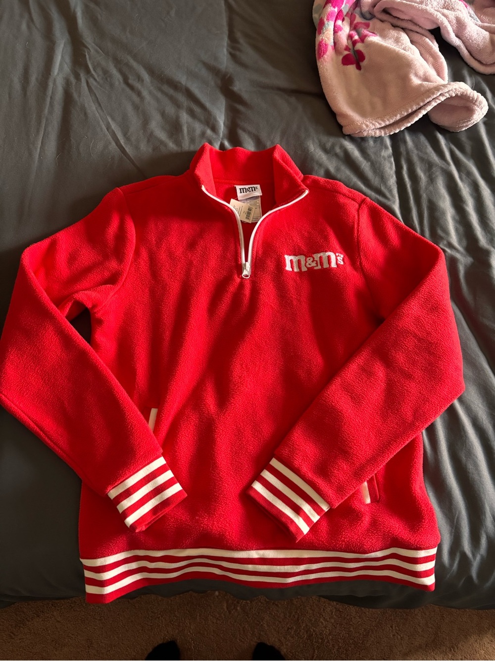 M&M's women’s Red Quarter-Zip Fleece Sweater